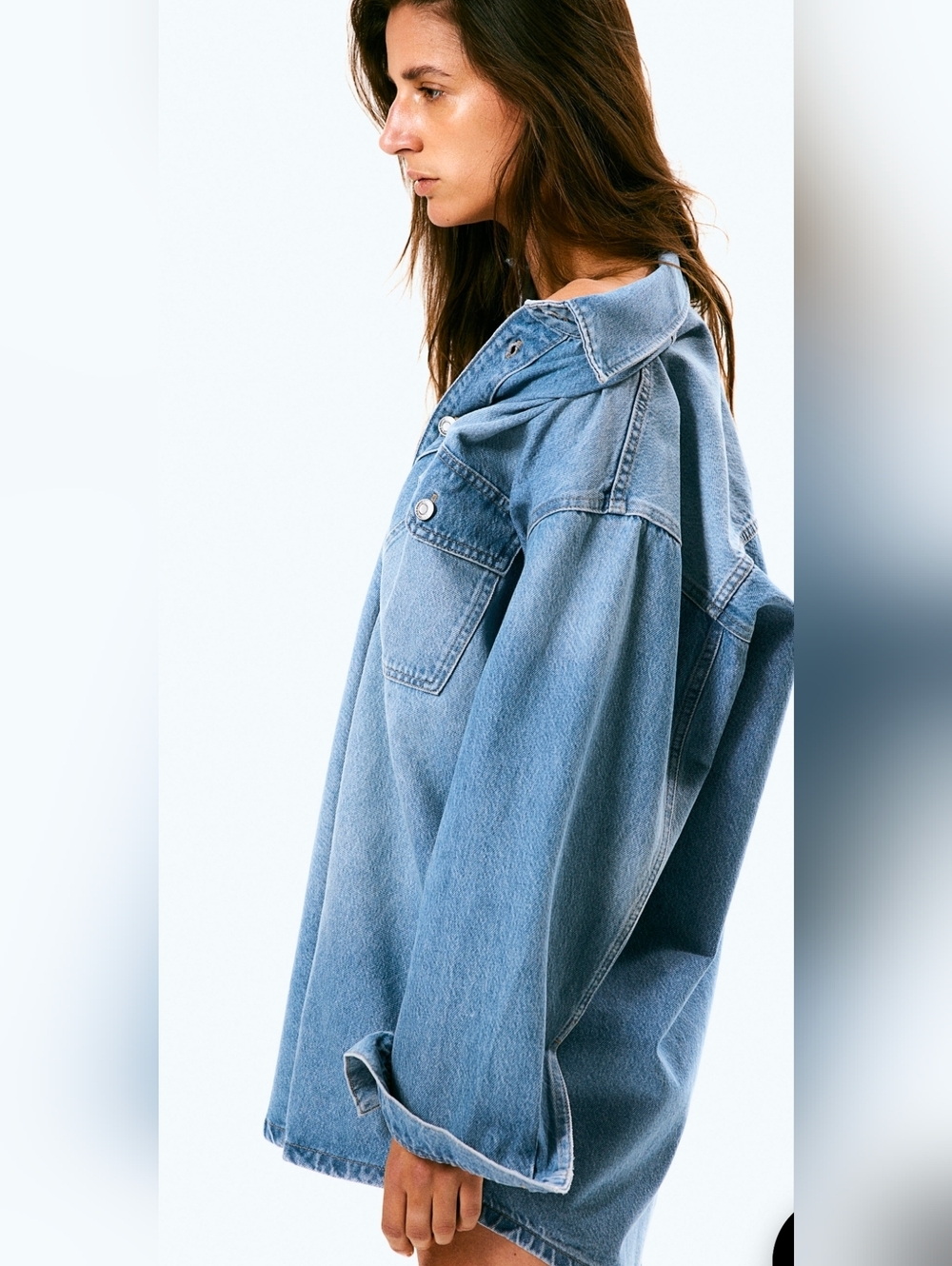 H&M Oversized Denim Shirt Dress Size Medium/Large NWOT - Picture 3 of 10